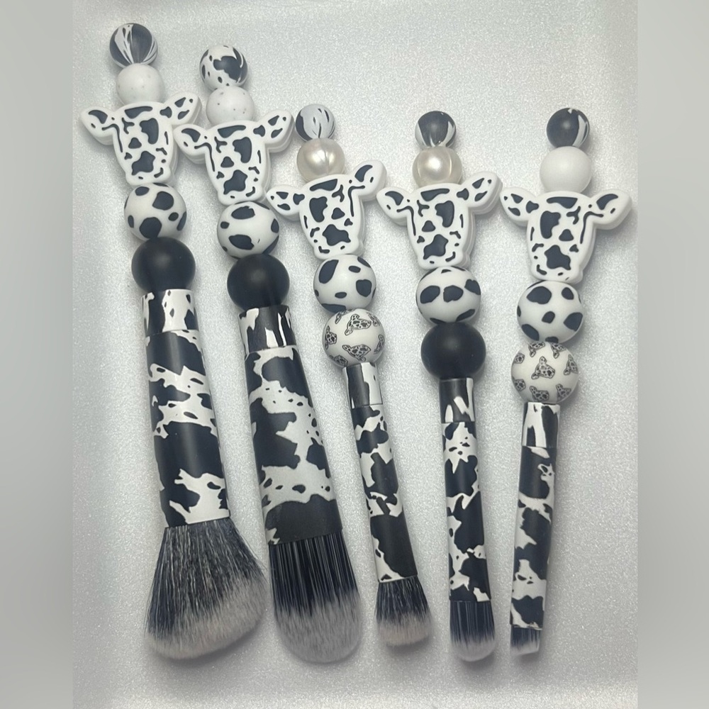 Cow Print Makeup Brush Set | Handmade Beauty Accessories
